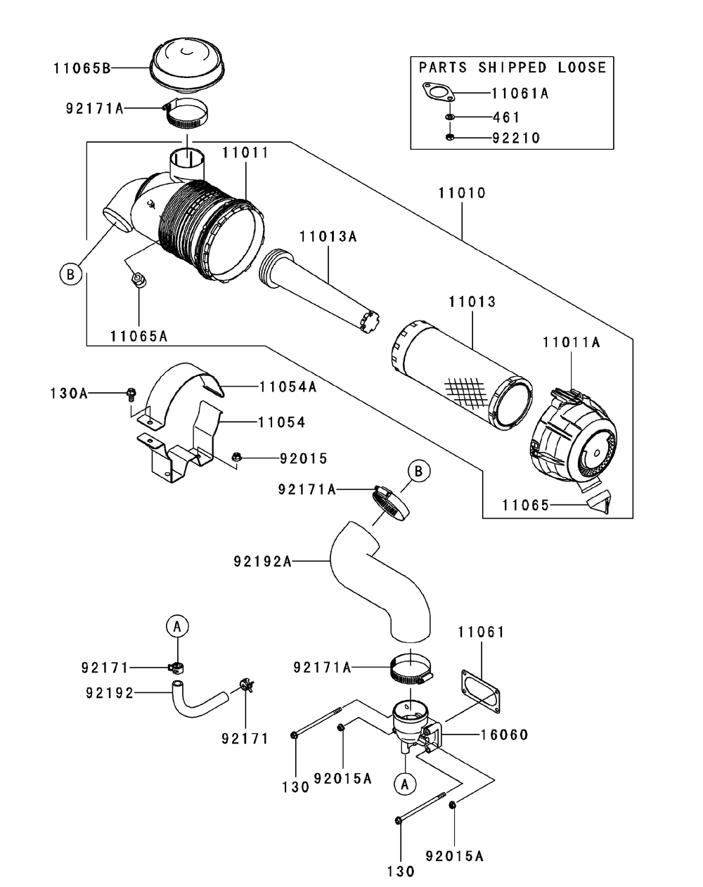 Fx1000v-As00 Air Filter Muffler Diagram and Parts List for M72-KW 53AI8CTZ750-37HP-OHV Cub Cadet Lawn Tractor